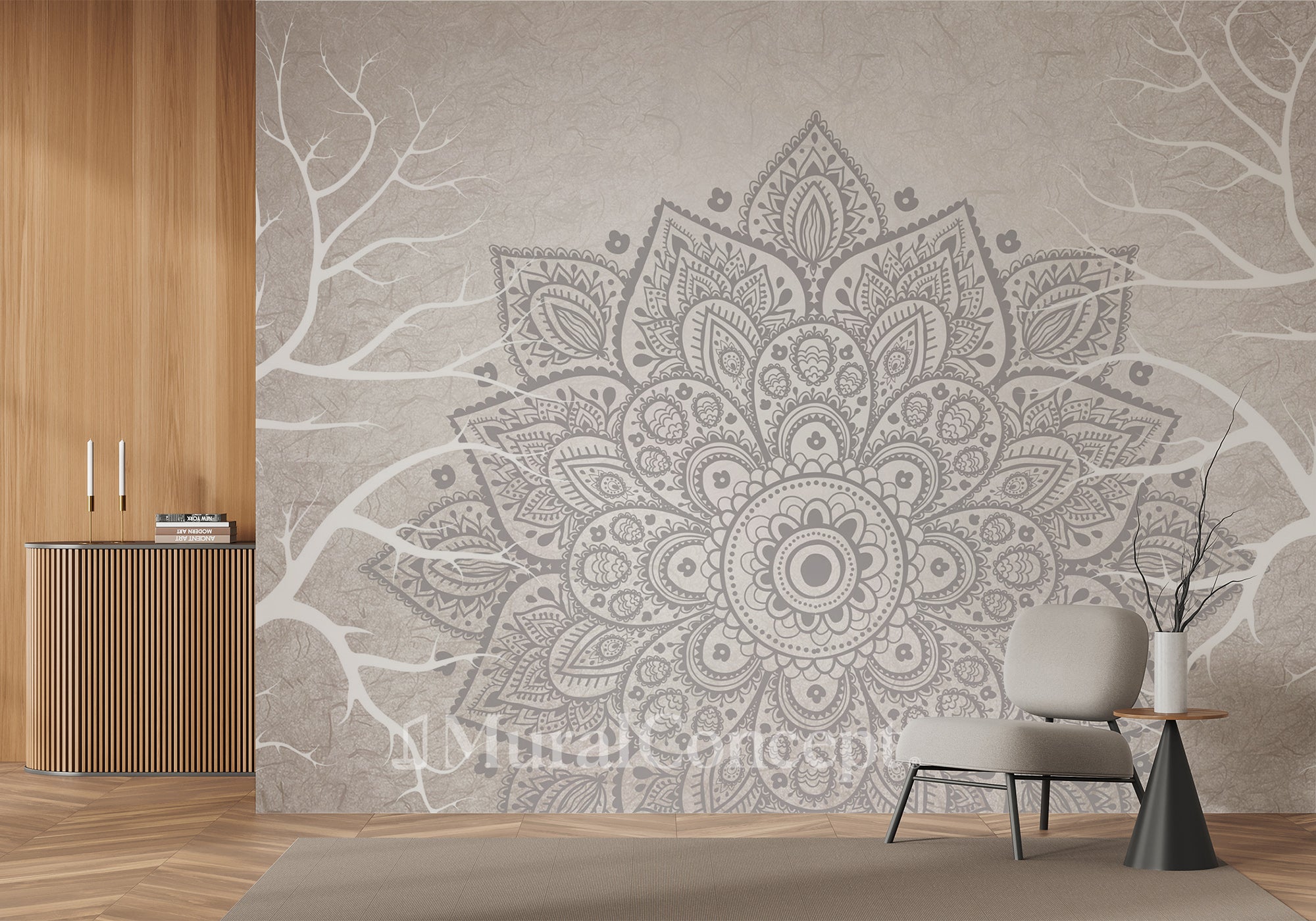 Papier peint intissé mandala bohème indien - panoramique français