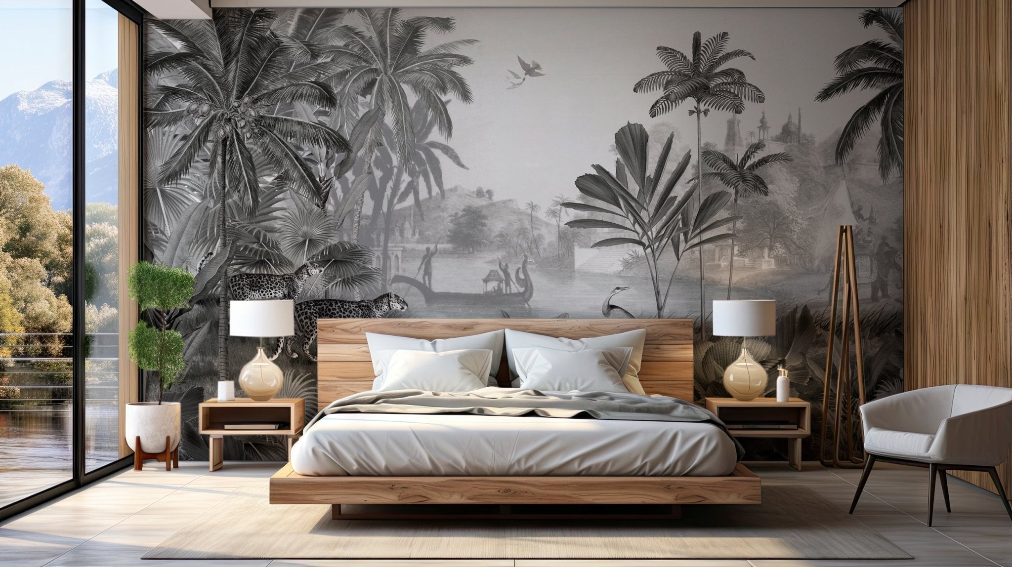 Papier peint panoramique ombres sauvages, mural concept, tendance