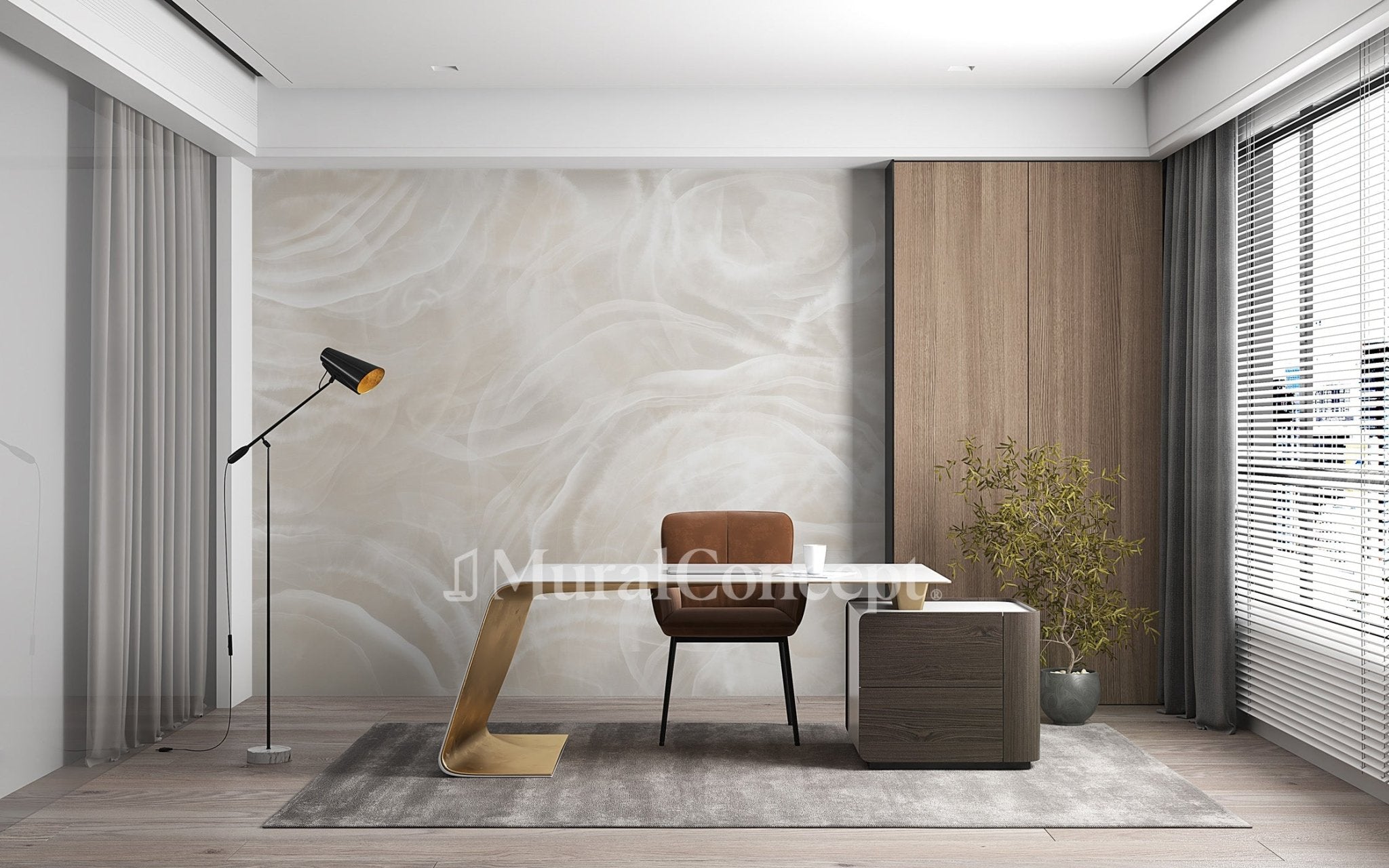 Papier peint marbre ivoire - panoramique français