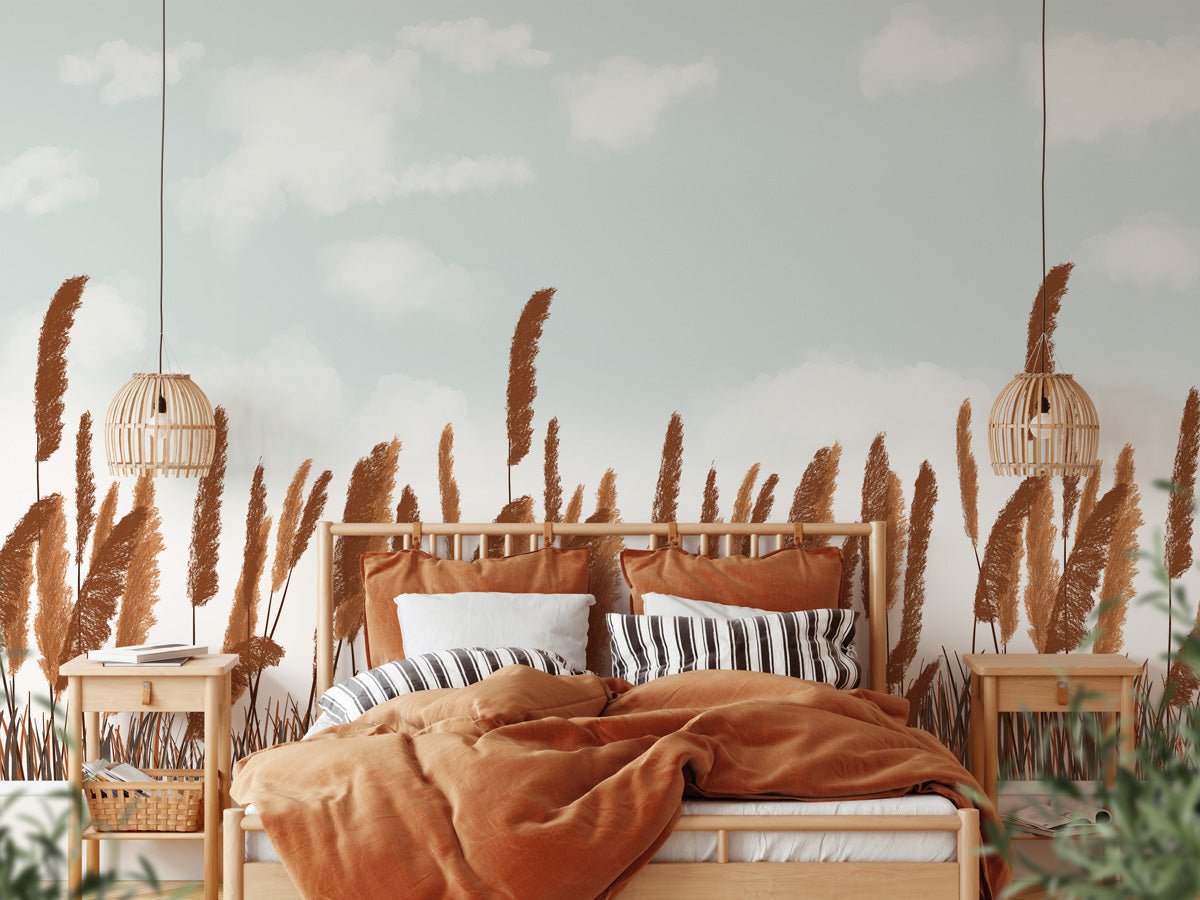 Papier peint pampa automne - papier peint sur mesure francais - muralconcept