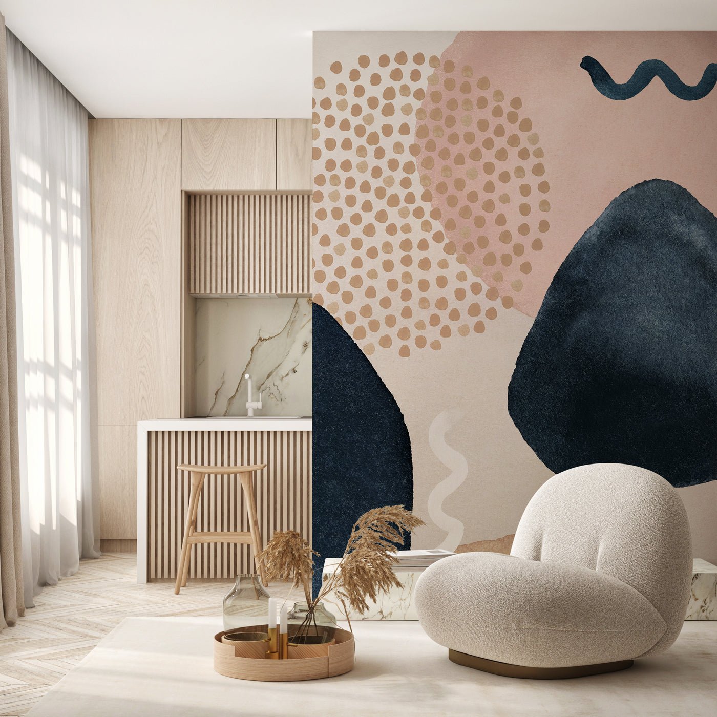 Papier peint panoramique blush - panoramique français