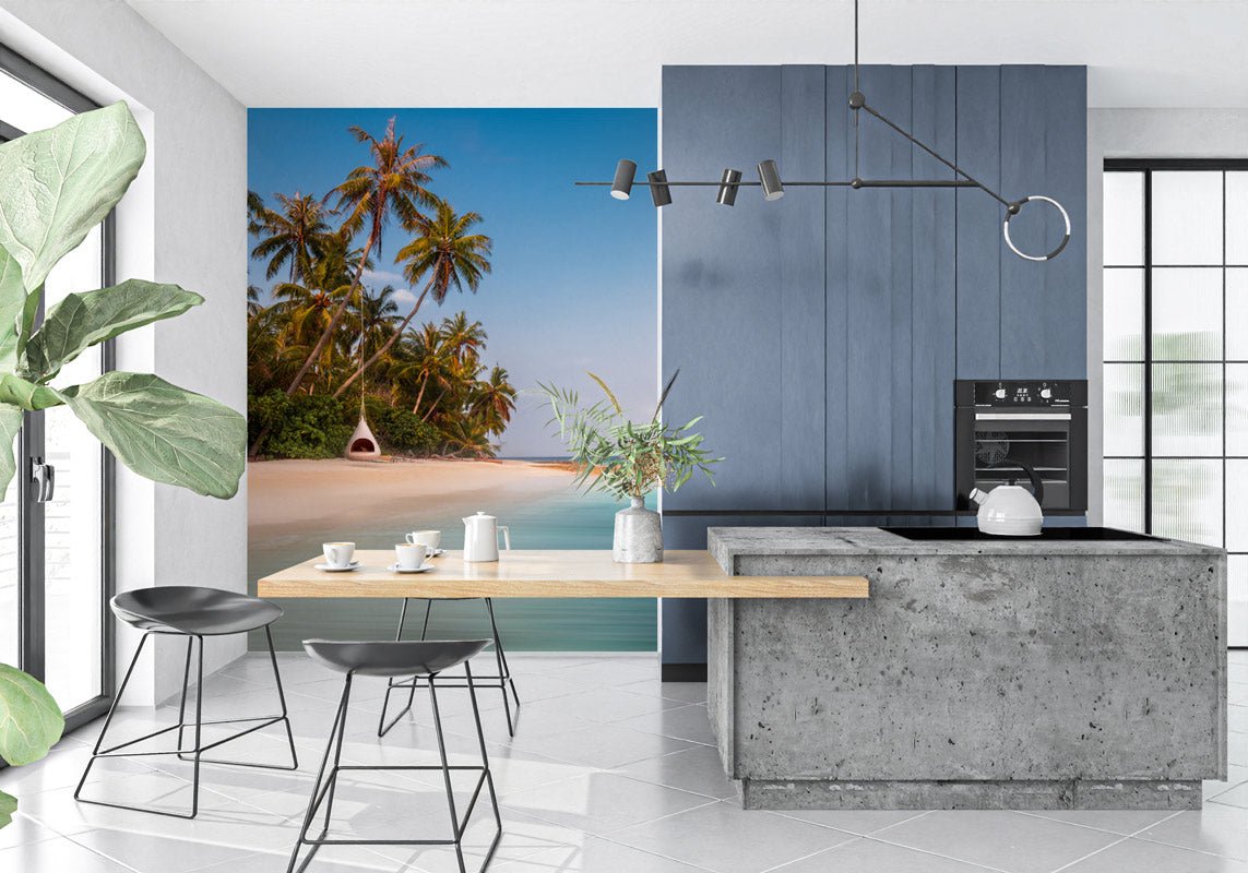 Papier peint panoramique cocotier plage - papier peint sur mesure francais - muralconcept