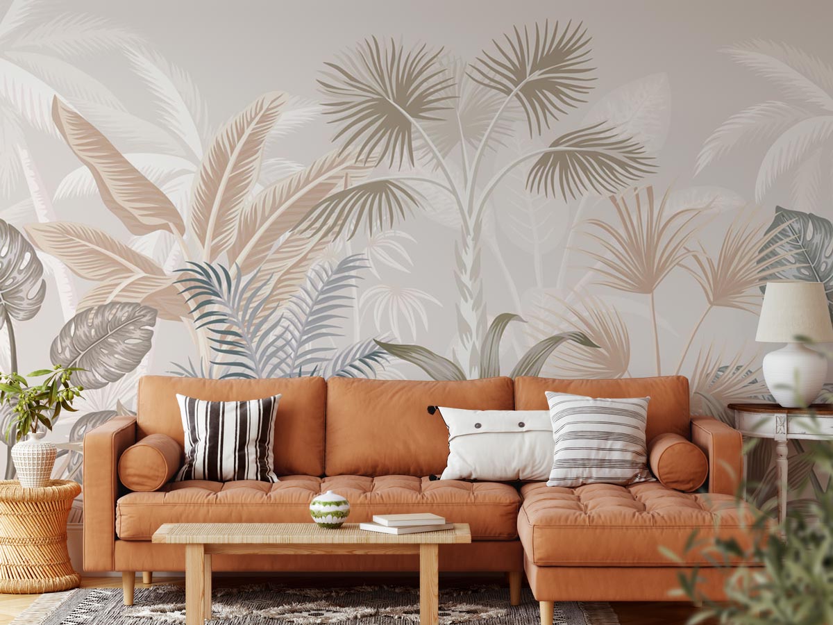 Papier peint panoramique jungle terracotta - papier peint sur mesure francais - muralconcept