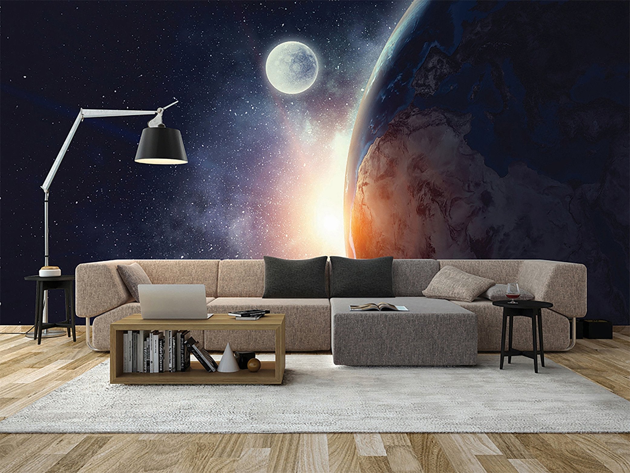 Papier peint panoramique lunaire - papier peint sur mesure francais - muralconcept