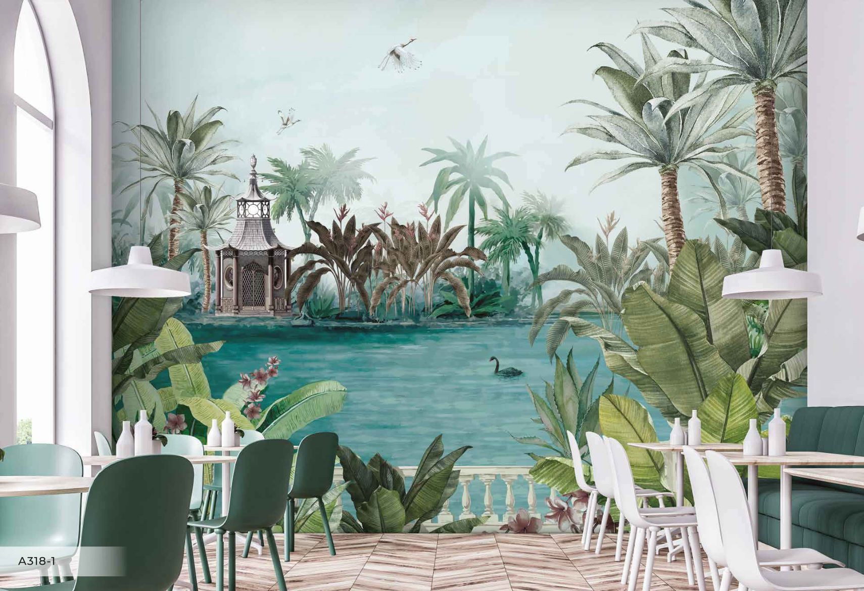 Papier peint panoramique nature lac fengshui - papier peint sur mesure francais - muralconcept