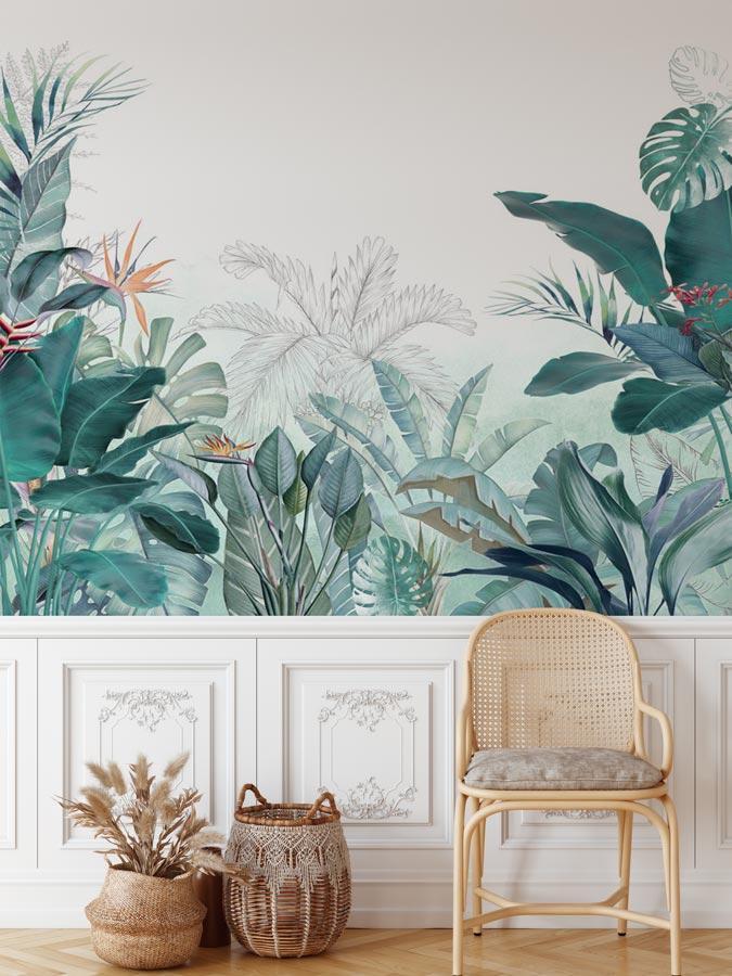 Papier peint panoramique tropical quintessence - papier peint sur mesure francais - muralconcept