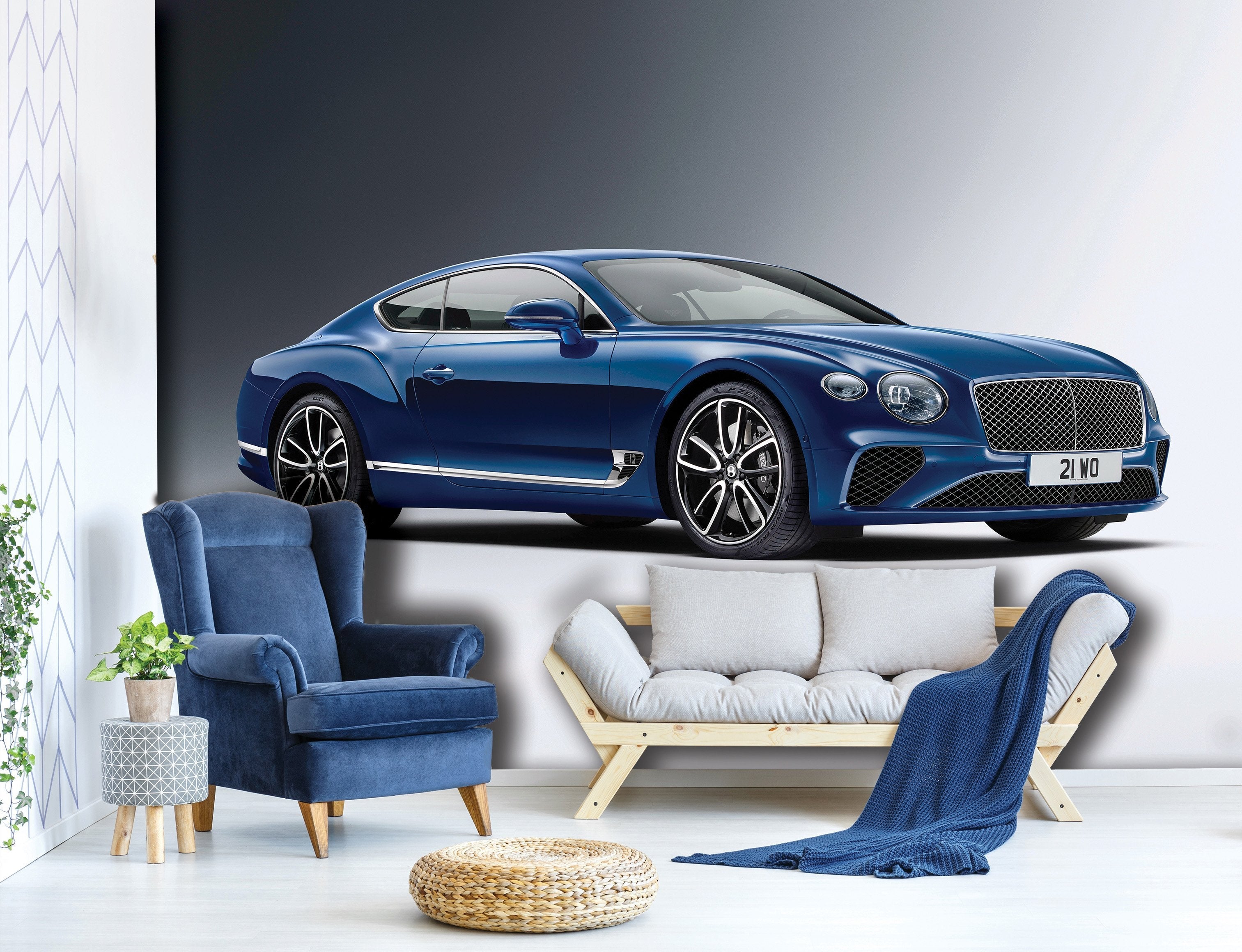 Papier peint panoramique voiture luxe 3D - papier peint sur mesure francais - muralconcept