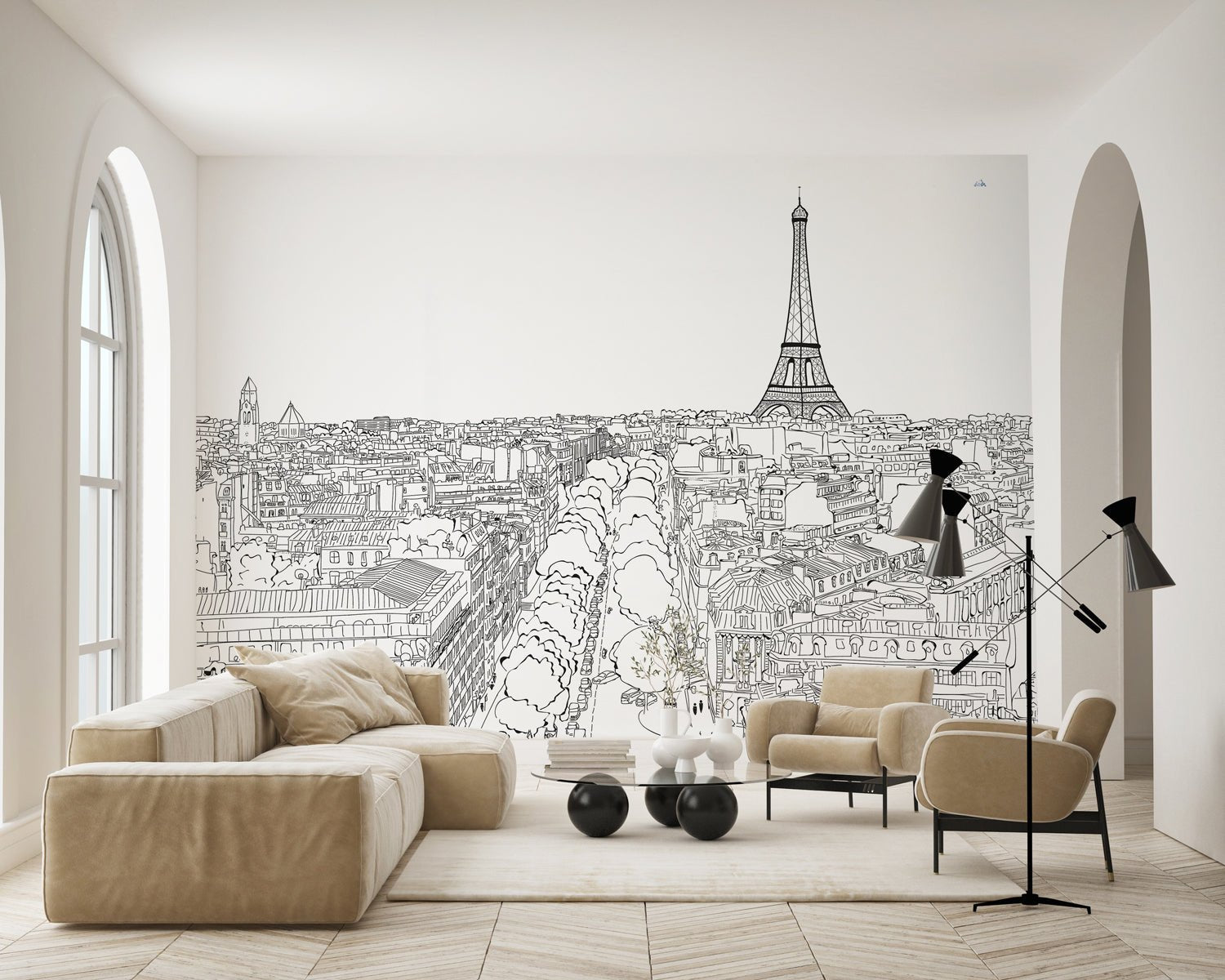 Papier peint panoramique Paris, mural concept, tendance