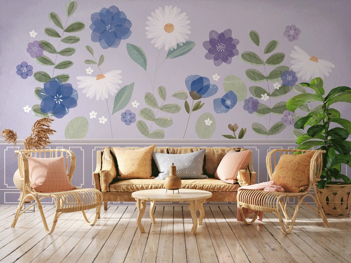 Papier peint parme et printanier floral - Muralconceptpapier_peint_sur_mesure