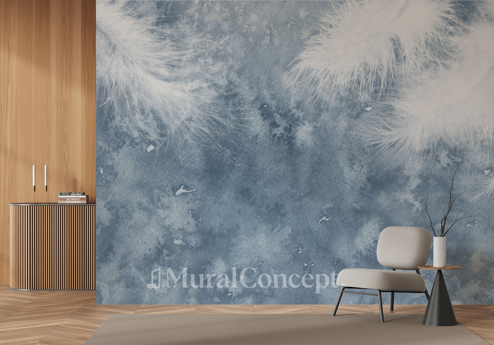 Papier peint Plume Blanche - panoramique français