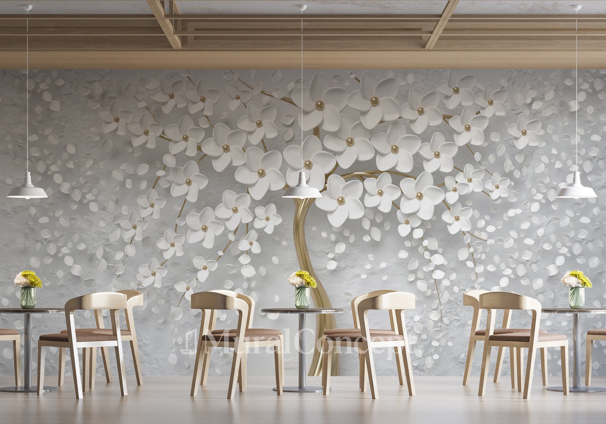 Papier peint restaurant tree 3D - panoramique français