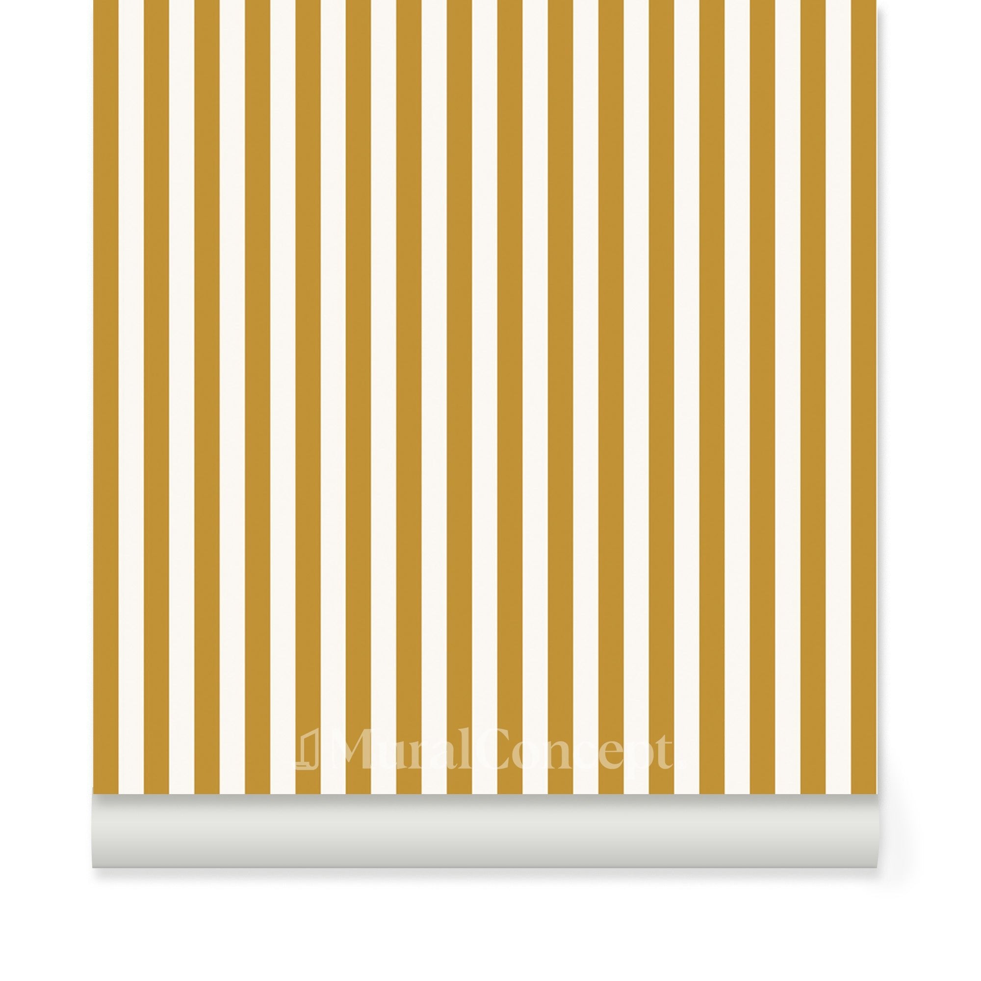 Papier peint rayure rétro jaune moutarde - panoramique français