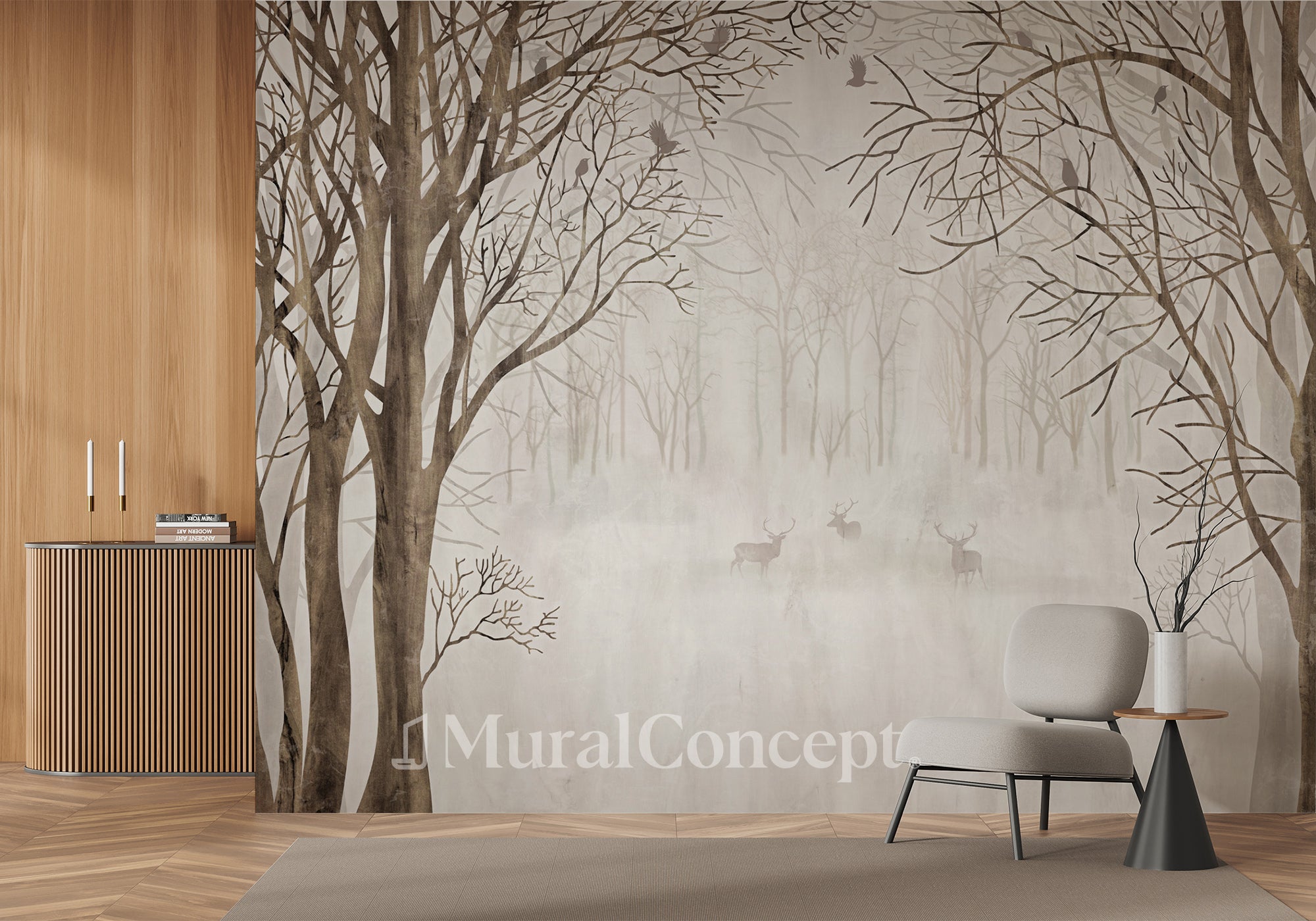 Papier peint sur mesure forêt bienvenue dans le bois - panoramique français