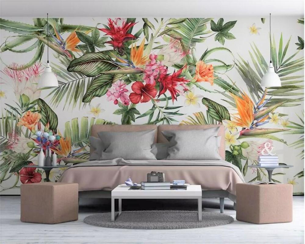 Papier peint tropical & Fleurs colorées - papier peint sur mesure francais - muralconcept
