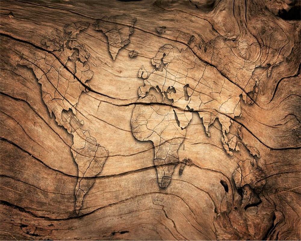 Papier peint Wood & Map - papier peint sur mesure francais - muralconcept
