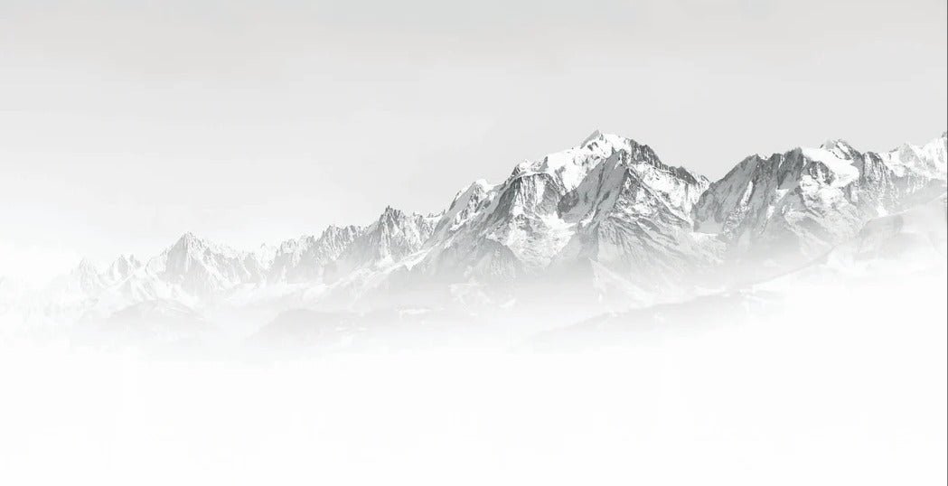 Papier peint Mont Blanc dans la brume noir et blanc, XXL, tendance