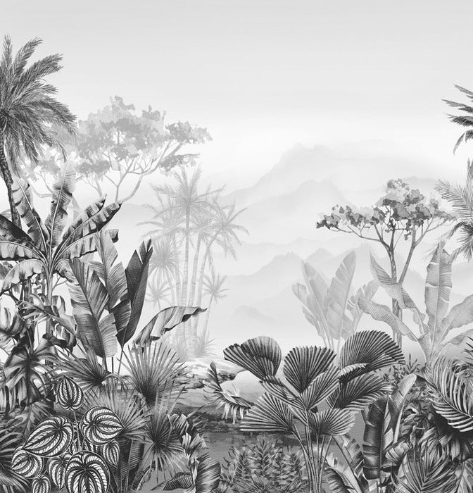 Papier peint tendance tropical noir et blanc