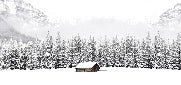 Papier peint panoramique chalet en montagne