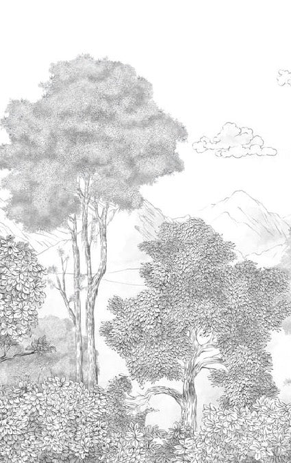 Papier peint panoramique Forêts et Monts Crayonnés