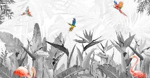 Papier peint noir et blanc oiseau du paradis