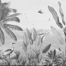 Papier peint mirage tropical noir et blanc