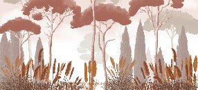 Papier peint cyprès pins et herbes de la pampa terracotta, XXL, tendance