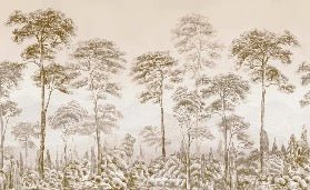Papier peint nature pinède sépia