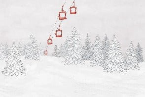 Papier peint montagne télécabine rouge