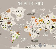Carte du monde illustrée Animaux taupe