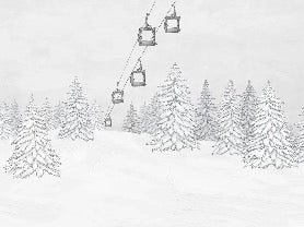 Papier peint montagne télécabine noir & blanc