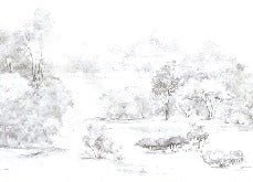 Papier peint forêt de pin aquarelle