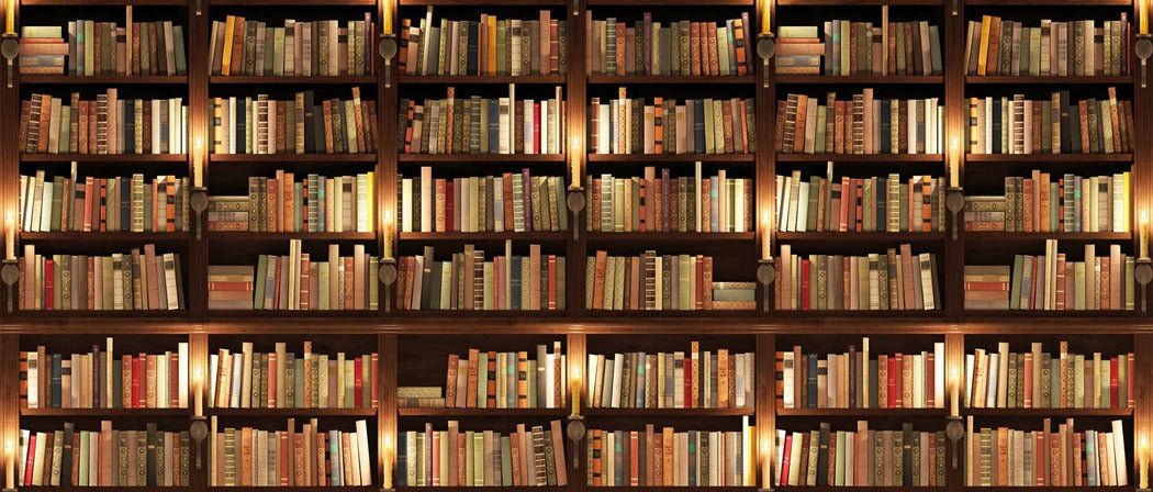Papier peint trompe l'oeil Authentique Bibliothèque