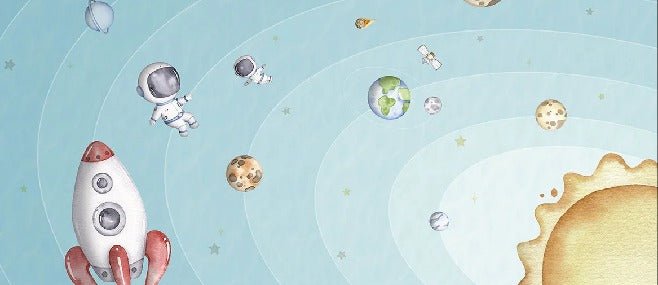 Papier peint bébé univers bleu ciel