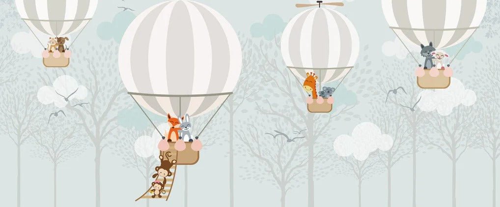 Papier peint enfant nordique montgolfière, XXL, tendance