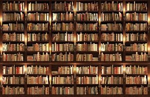 Papier peint trompe l'oeil Authentique Bibliothèque