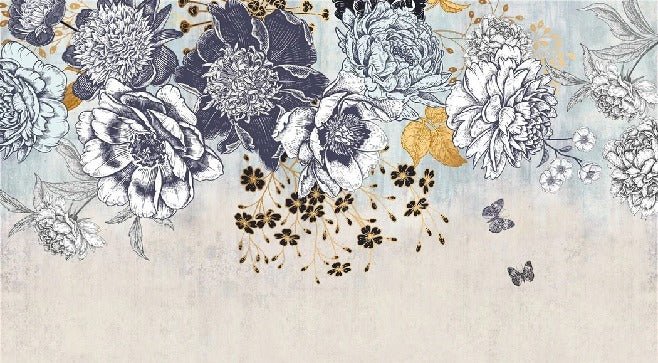 Papier peint floral retro, XXL, tendance