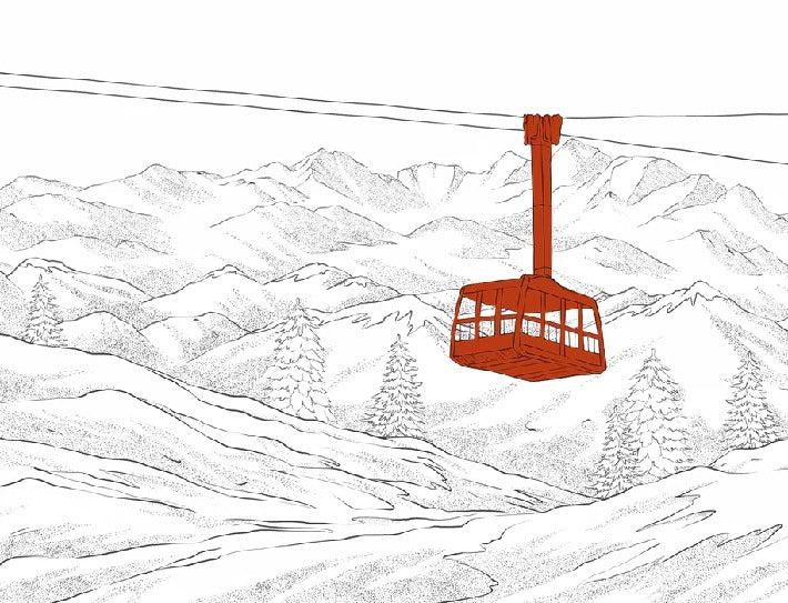 Papier peint La Plagne télécabine rouge