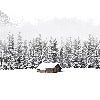 Papier peint panoramique chalet en montagne