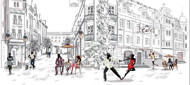 Papier peint panoramique balade parisienne, XXL, tendance