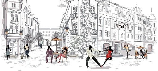Papier peint panoramique balade parisienne