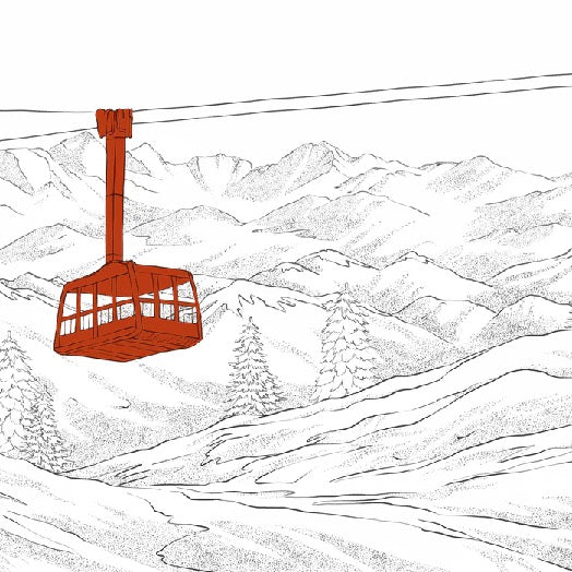 Papier peint La Plagne télécabine rouge