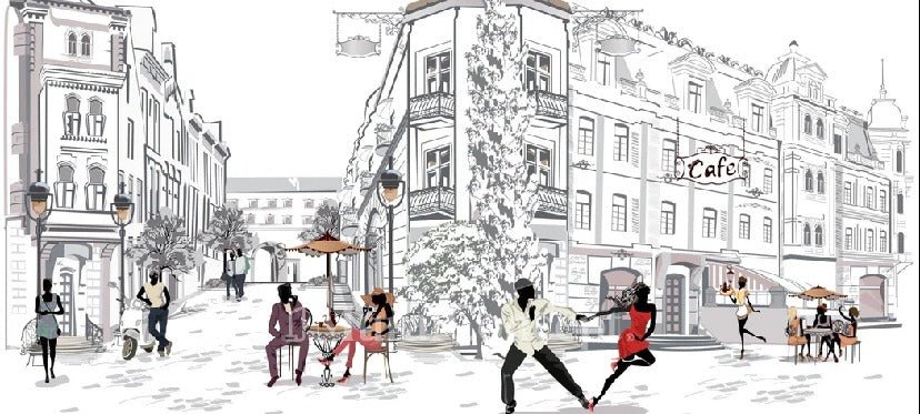 Papier peint restaurant balade parisienne