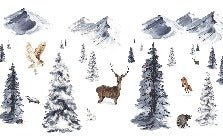 Papier peint enfant animaux dans la neige