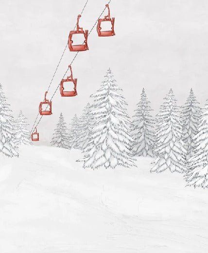 Papier peint montagne télécabine rouge, XXL, tendance
