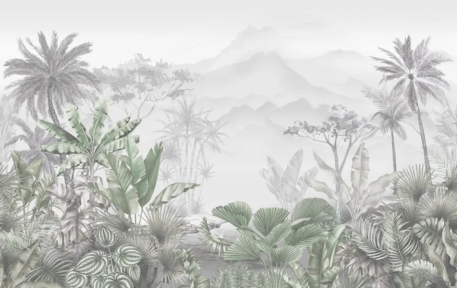 Papier peint tendance tropical vert