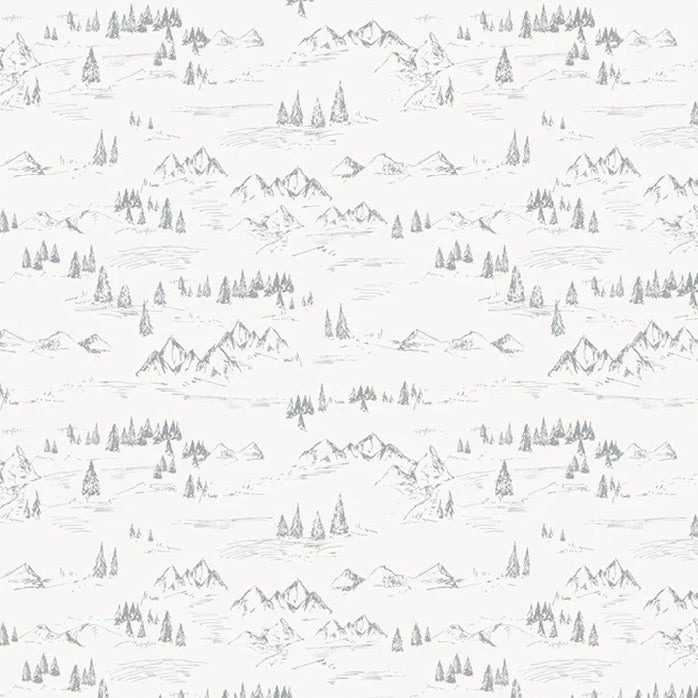 Papier peint illustration montagne et sapin, XXL, tendance