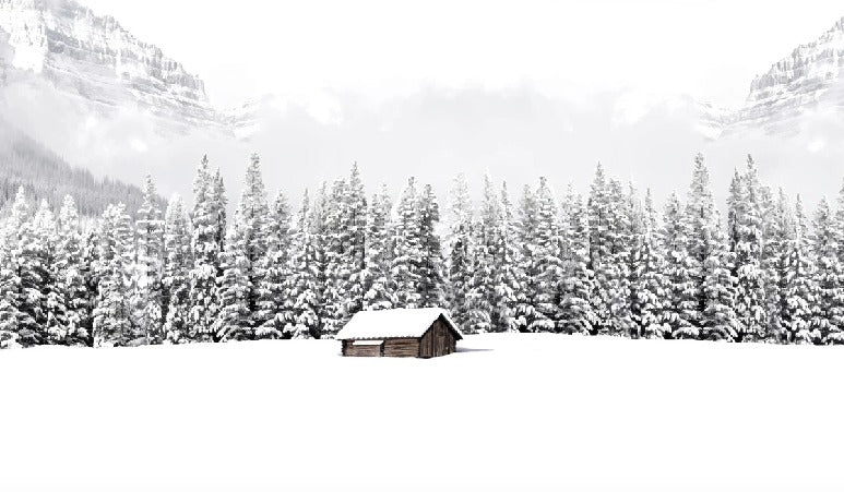Papier peint panoramique chalet en montagne