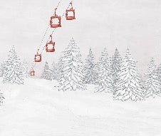 Papier peint montagne télécabine rouge