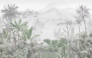 Papier peint tendance tropical vert
