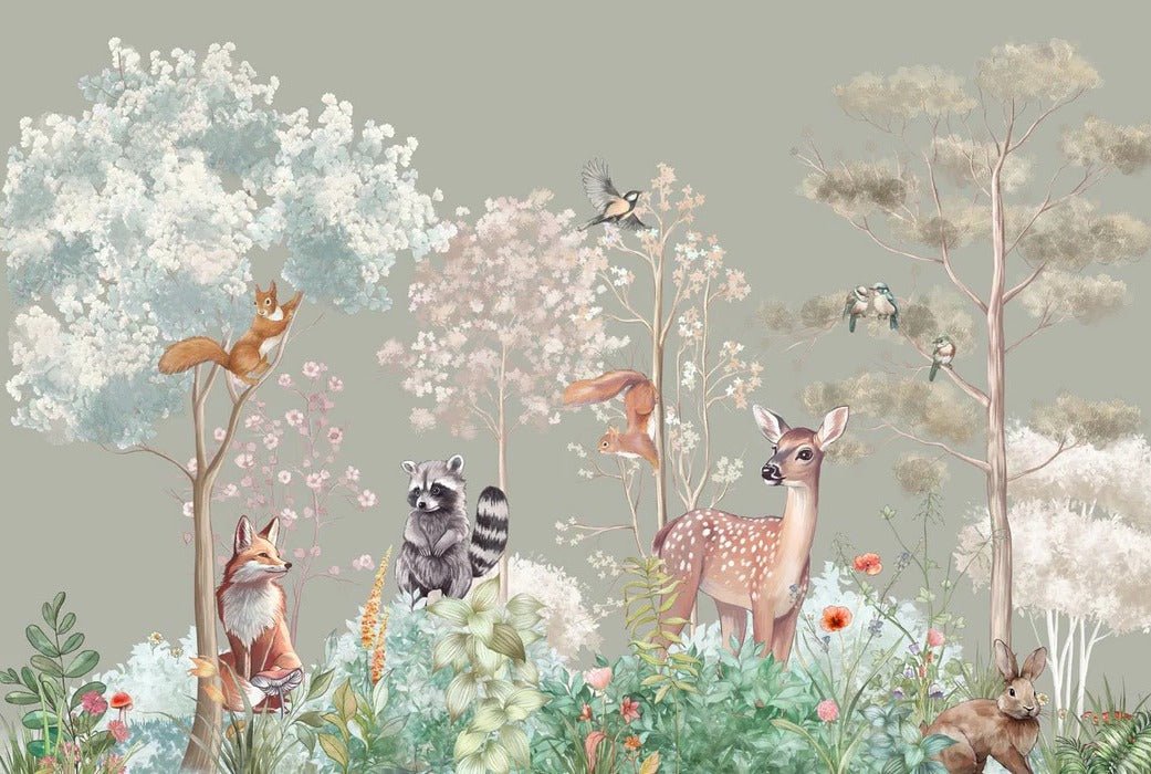 Papier peint chambre enfant nature magique sauge